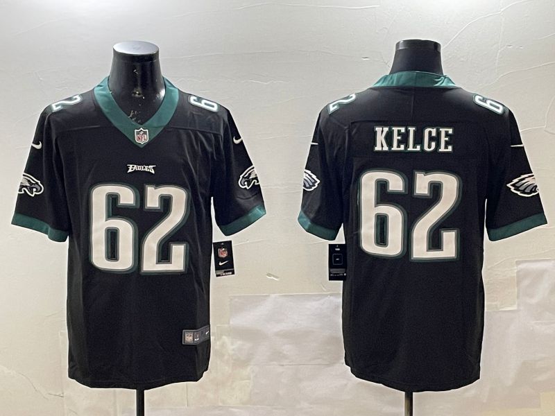 Men Philadelphia Eagles #62 Kelce Black Second generations 2025 Nike Vapor Limited NFL Jersey style 1->youth nfl jersey->Youth Jersey